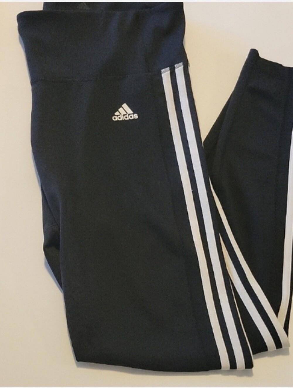 Adidas Women Black Leggings with White Stripe